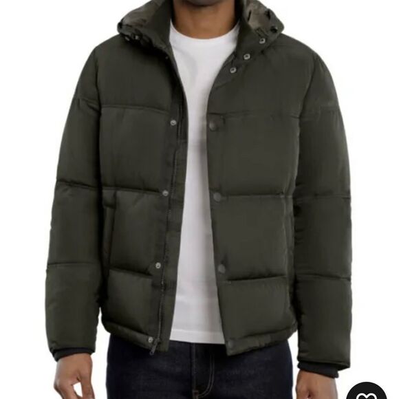 Men’s Lucky Brand Hooded Puffer Coat (Olive Green) - Picture 5 of 8